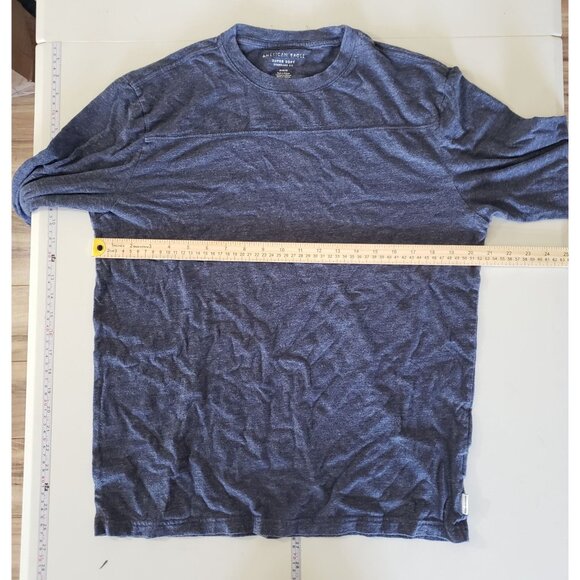 American Eagle Mens Super Soft Standard Fit Long Sleeve Shirt Blue Size M Cotton - Picture 3 of 6
